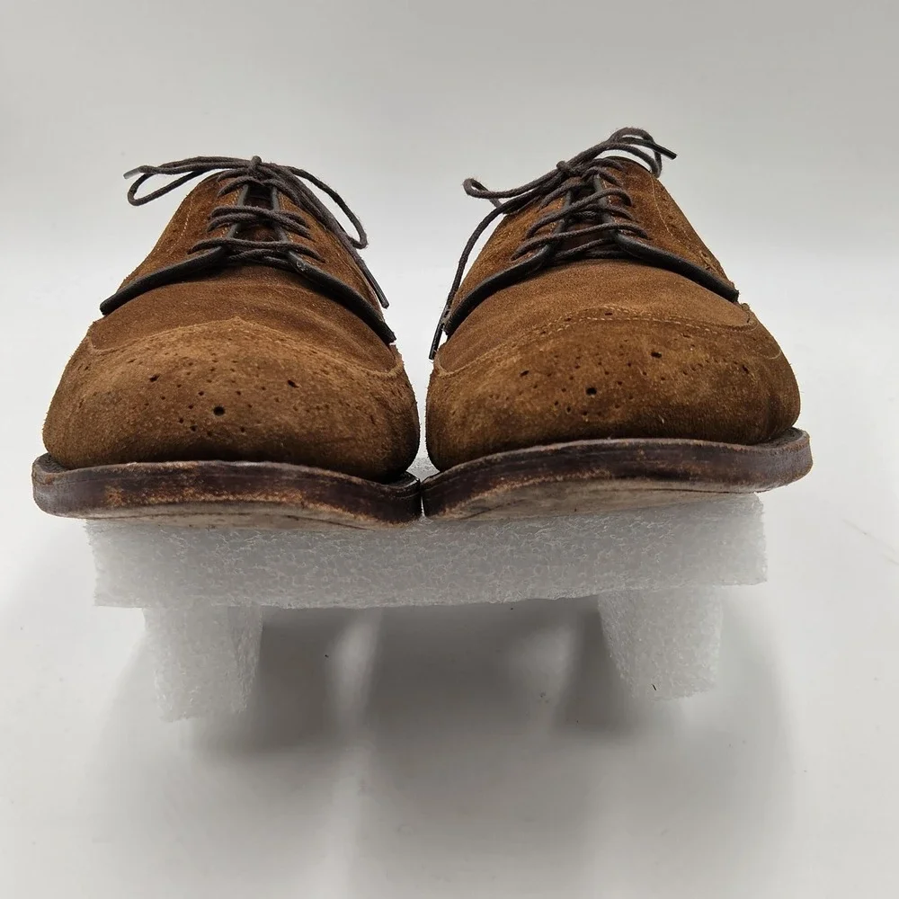 Allen Edmonds Shoes Mens Size 9.5 EEE Brown Suede Wingtip Brogue Oxford Dress
